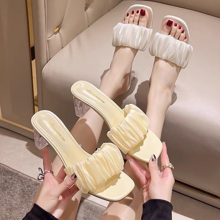 Guốc Nữ 7 Phân Bèo Nhún 1 Bản Thiết Kế 3 Màu Cơ Bản Lên Chân Sang Đẹp Size 35 - 39