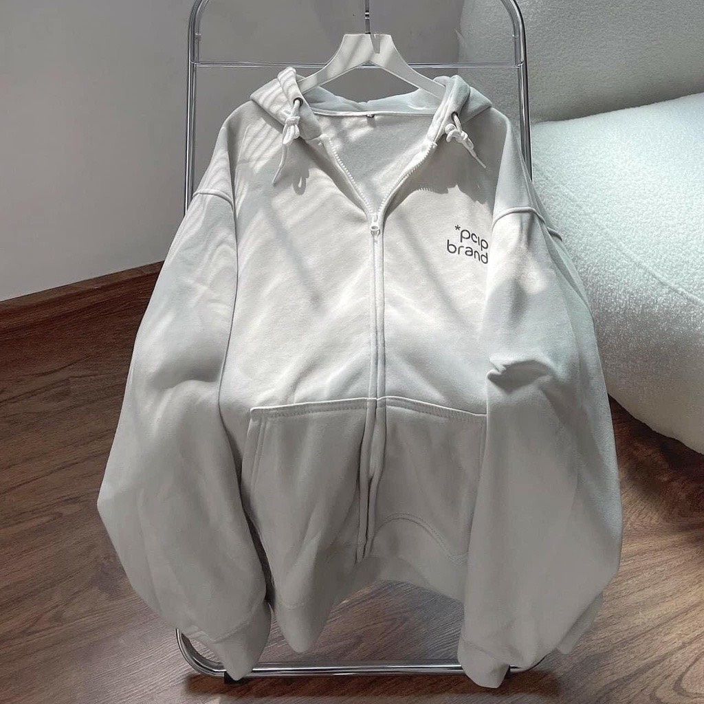 Áo Khoác Nỉ Ngoại Pcip MÍT Unisex  Hoodie zip form rộng tay bồng in chữ basic kiểu dáng hàn quốc ulzzang