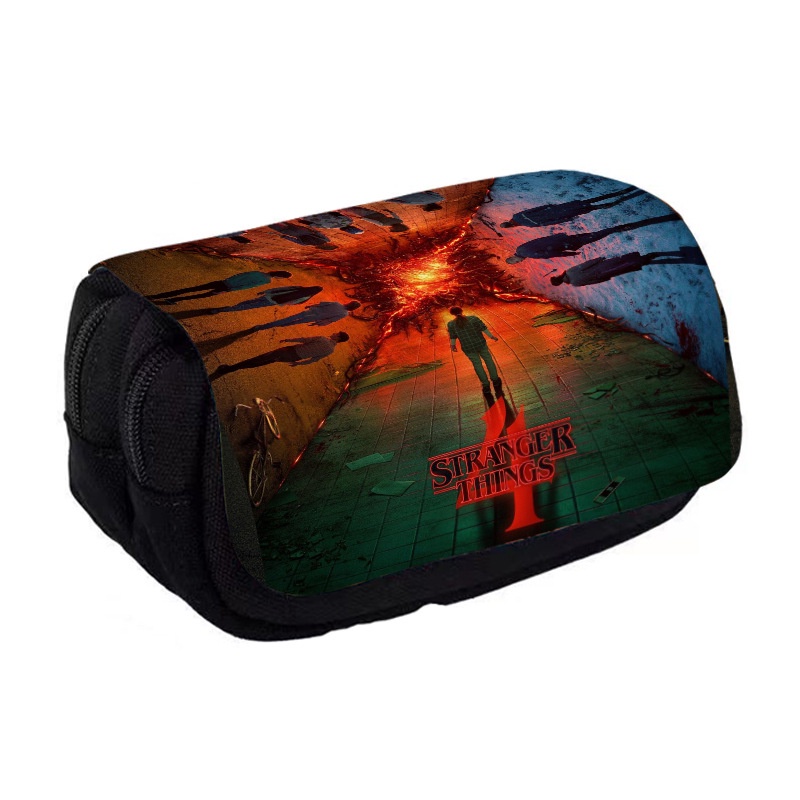 Bộ 4 Hộp Bút In Hình Phim Hoạt Hình Stranger Things Dành Cho Học Sinh Tiểu Học