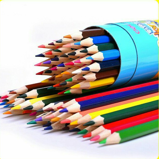 [HỘP 12-18 CÁI] Bút chì màu gỗ, ống tròn kèm gọt bút, màu sắc tươi sáng