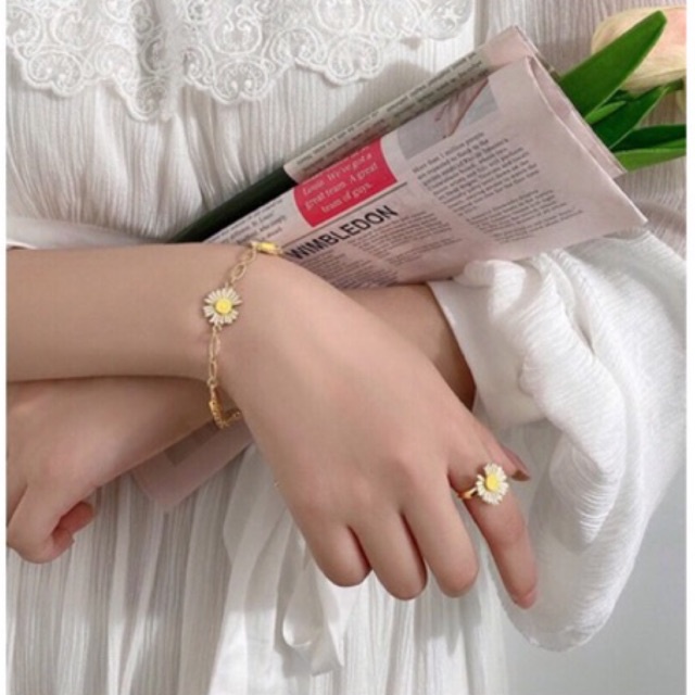 Set vòng cổ, lắc tay, nhẫn mặt HOA CÚC- Dây chuyền, vòng tay nữ hợp kim phụ kiện trang sức thời trang