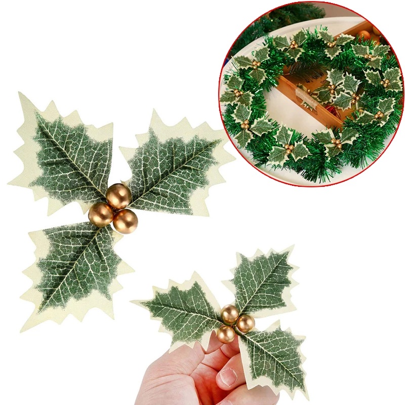 Bộ 5 Vòng Hoa Anh Đào Đỏ Nhân Tạo Trang Trí Giáng Sinh