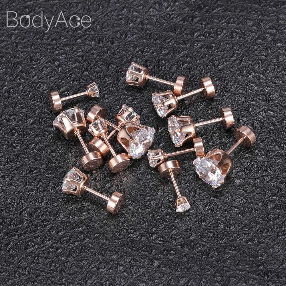 Set 12 Khuyên Tai Màu Đen 3-8mm 316L Bằng Thép Không Gỉ