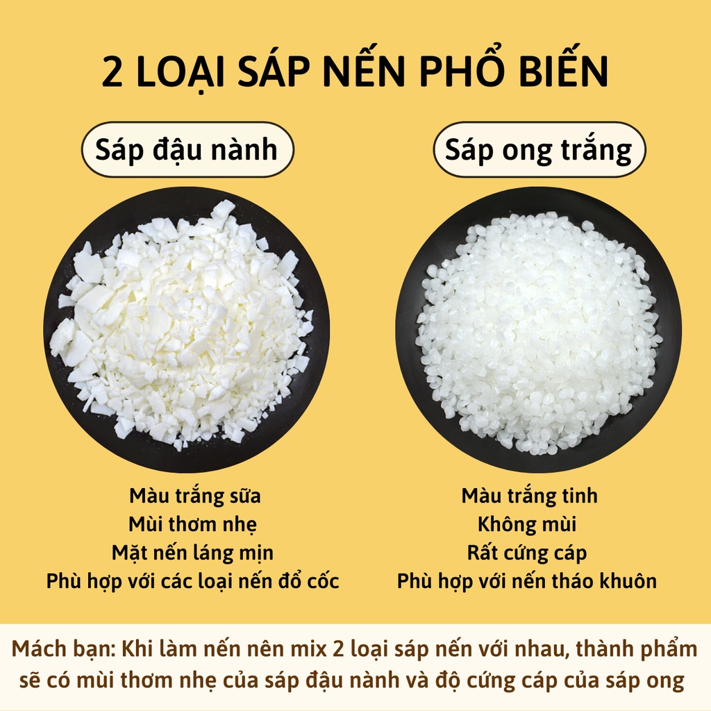 Sáp đậu nành làm nến thơm Soy Wax 300g-500g-1kg - Nguyên liệu làm nến thơm handmade Soy Wax