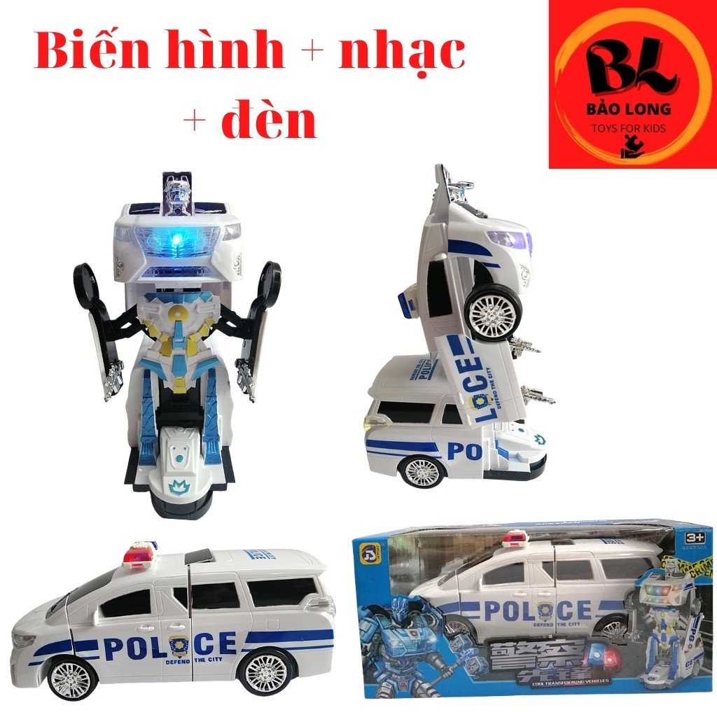 Xe cảnh sát biến hình có nhạc, xe ô tô biến hình, xe cứu hỏa biến hình