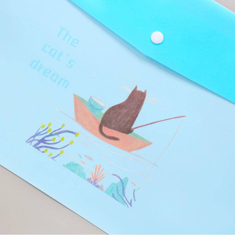 ⭐ iLado ⭐ Túi đựng tài liệu túi đựng bút Bìa đựng tài liệu Nút Khóa Gài trong suốt màu đặc Hoạt Hình túi đựng tài liệu a4 file Hộp đựng storage dễ thương cute đồ dùng học tập học sinh Chống ẩm và chống bụi