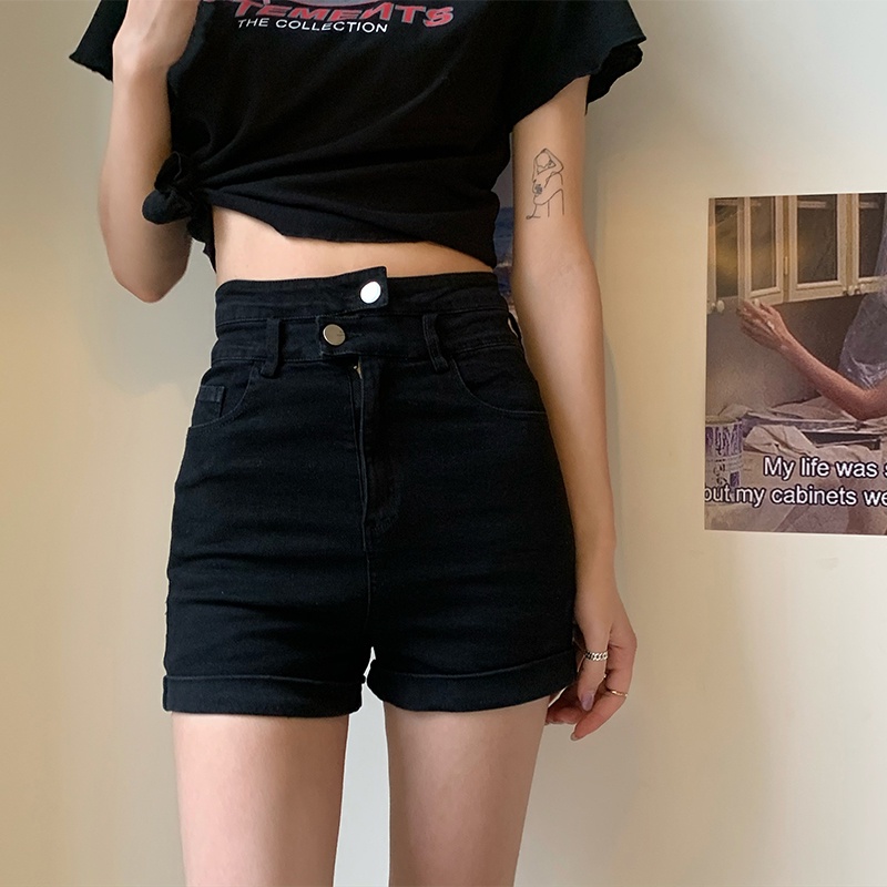 Quần Short Jeans Lưng Cao Thời Trang Cho Nữ
