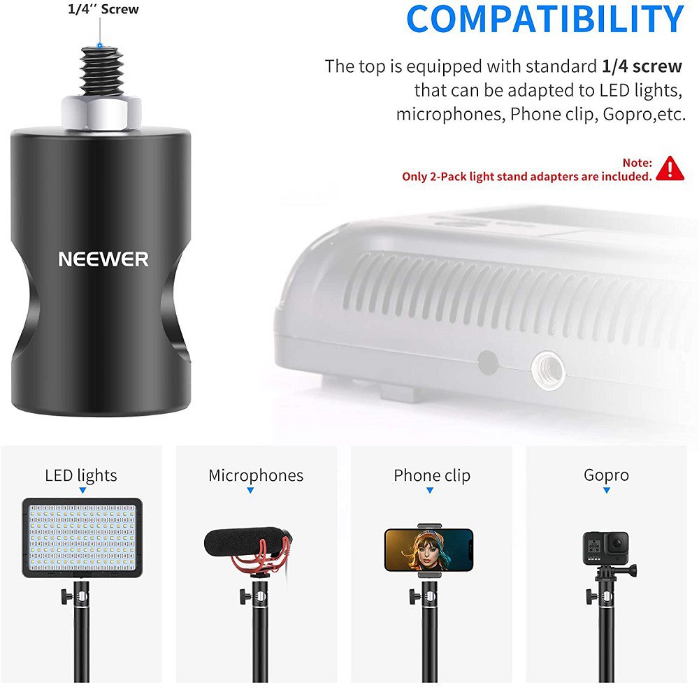 Đầu chuyển đổi Lammcou 1/4'' hỗ trợ gắn đèn LED chuyên dụng cho máy ảnh