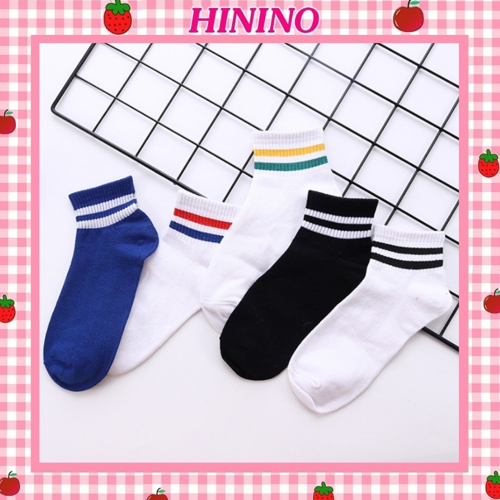 Set 5 Đôi Tất Nữ Cổ Cao In Kẻ Sọc TK01