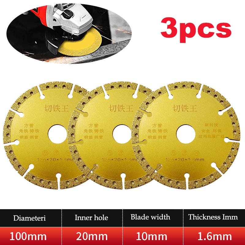 Set 3 Lưỡi Cưa Kim Cương Siêu Mỏng 100mm Bằng Hợp Kim Thép Đa Năng