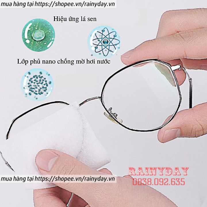 Giấy lau kính nano chống bám hơi nước, khăn lau kính mắt, kính cận chống mờ chính hãng - hộp 100 miếng
