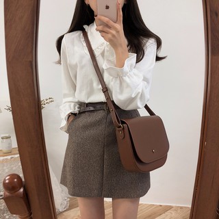 [HÀNG SẴN - ẢNH THẬT] Áo sơ mi nữ trắng công sở vải đũi cổ bèo nữ tính  - ASM01
