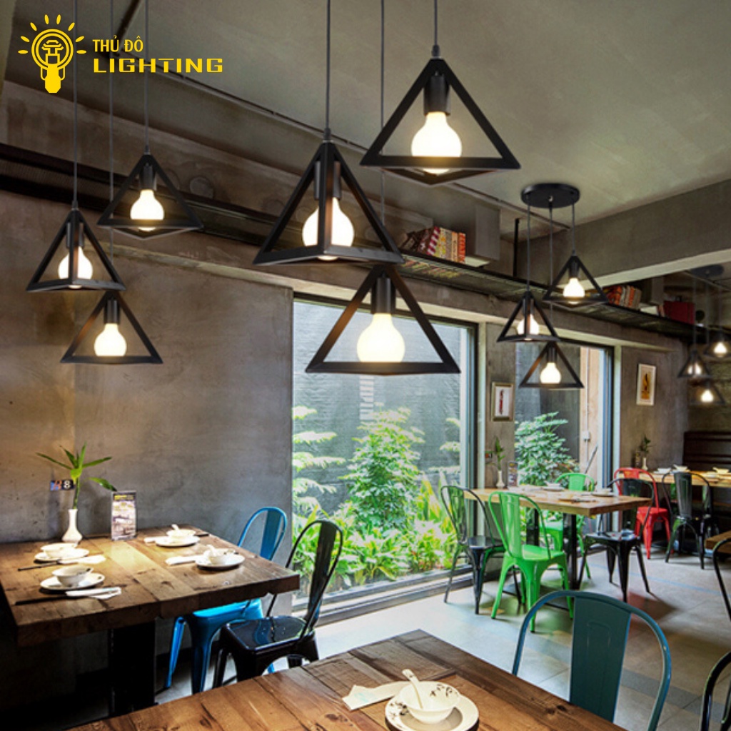 Đèn Thả Trần Phòng Khách THỦ ĐÔ LIGHTING Thiết Kế Chụp Đèn Tam Giác Và 2 Loại Đế Chất Liệu Sắt Sơn Tĩnh Điện Bền Chắc