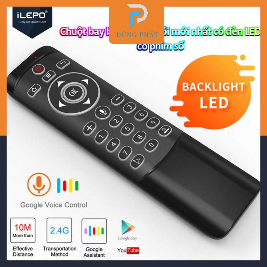 Chuột bay tích hơp điều khiển giọng nói có đèn LED, điều khiển chuột bay, có phím số, chuyên dùng cho Android box ILEPO