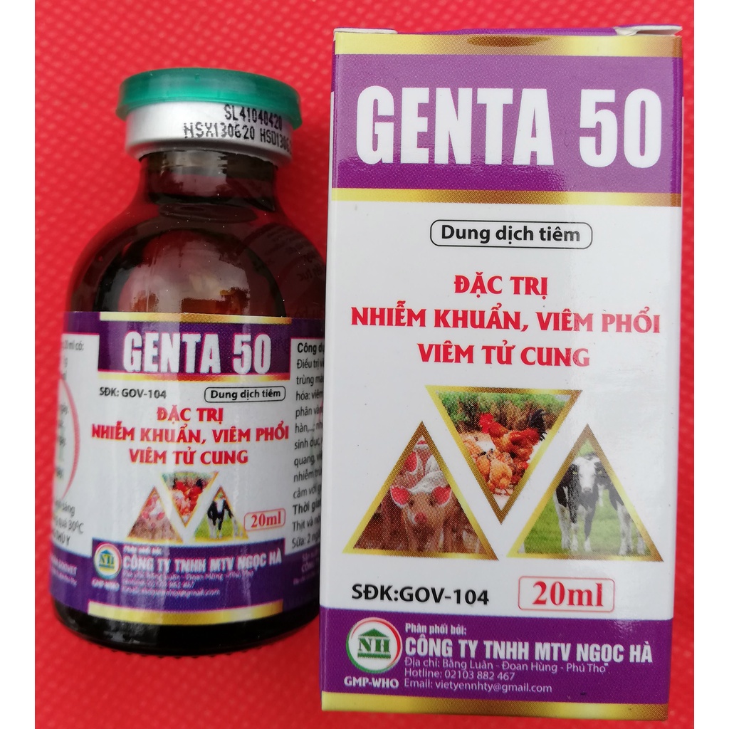 1 lọ GENTA 50 loại 20ml Chuyên dùng cho gia súc, gia cầm, chó, mèo, chim cảnh, gà đá, gà chọi