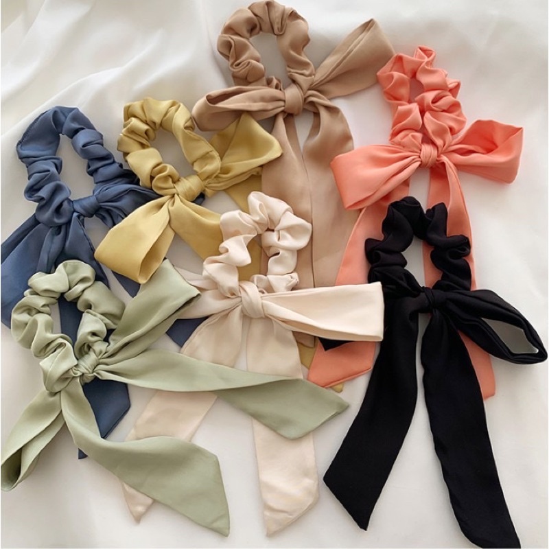 Dây cột tóc scrunchies thắt nơ dài xinh phong cách hàn quốc