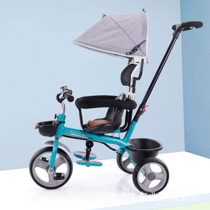 Xe đẩy cho bé có mái che RED Star baby, xe đạp 3 bánh cho bé từ 6 tháng đến 5 tuổi đủ màu: cam, xanh, đỏ, đen- Babibo
