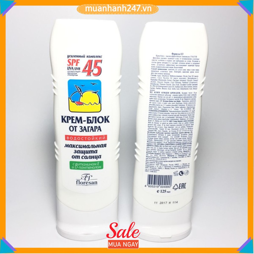 Kem Chống Nắng Dưỡng Trắng Da bảo vệ da chuyên sâu Floresan SPF 45 Chính Hãng Nga