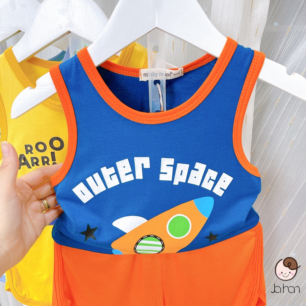 Bộ quần áo ba lỗ Minky Mom khủng long Tiền Sử cho bé trai bé gái chất thun lạnh cao cấp siêu mềm siêu mịn