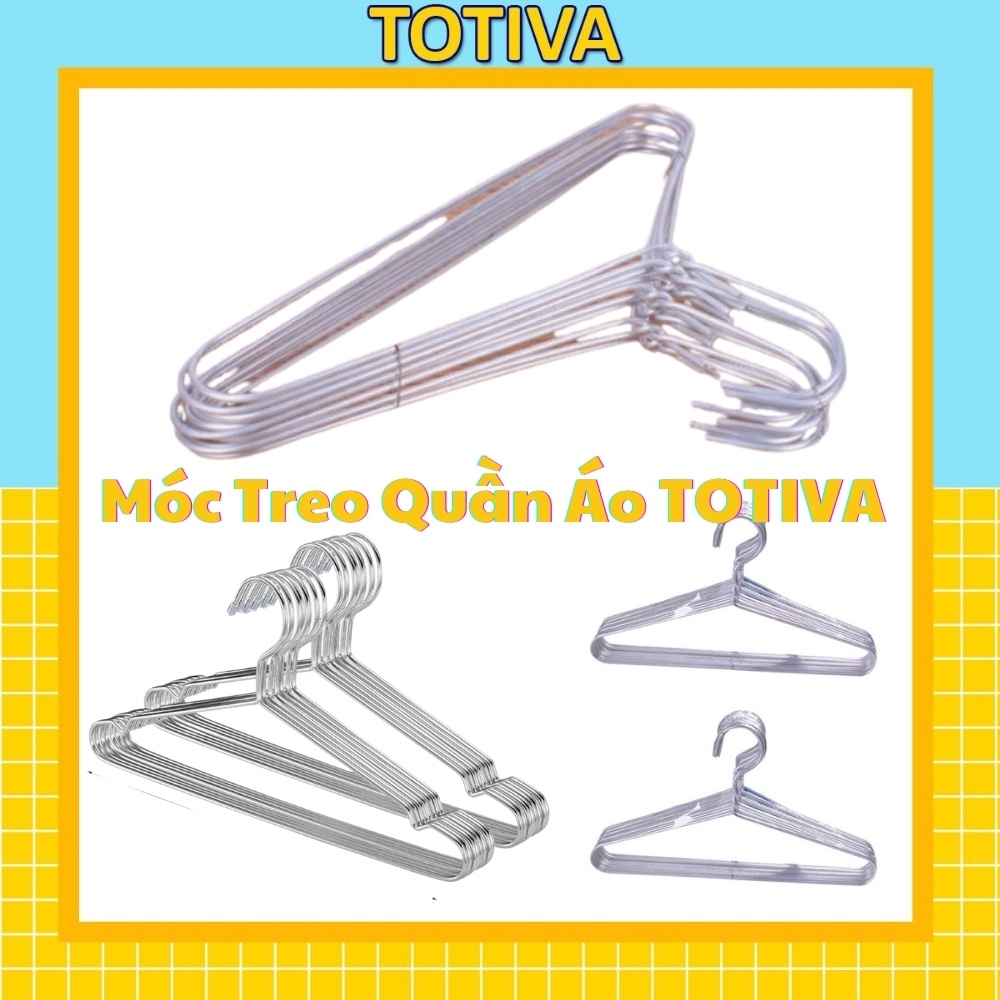 Móc treo quần áo Totiva Móc treo quần áo phơi đồ cho gia đình bằng nhôm cao cấp set 10 cái