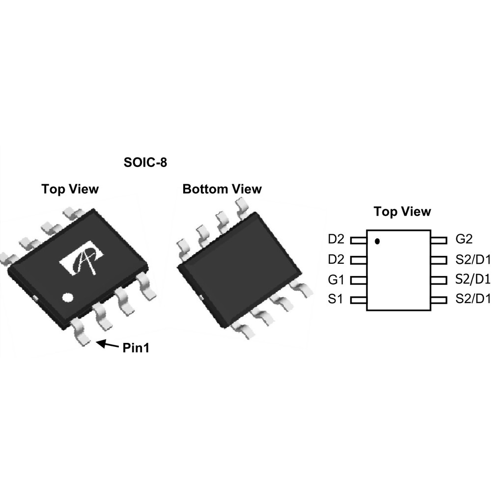 AO4932 4932 Mofet kép trên bo mạch gồm 2 con nghịch 30V - 9A ( Gói 10 con)