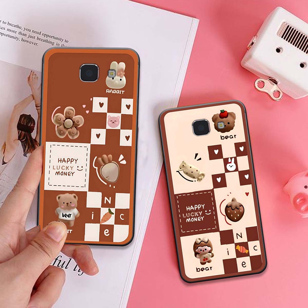 Ốp lưng điện thoại Samsung J5 PRIME in hình họa tiết ô vuông, trái tim, gấu cute