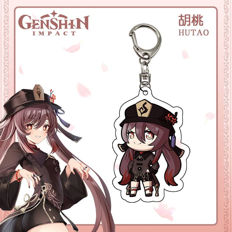 Móc Chìa Khóa Bằng Acrylic In Họa Tiết Hoạt Hình HuTao Dễ Thương