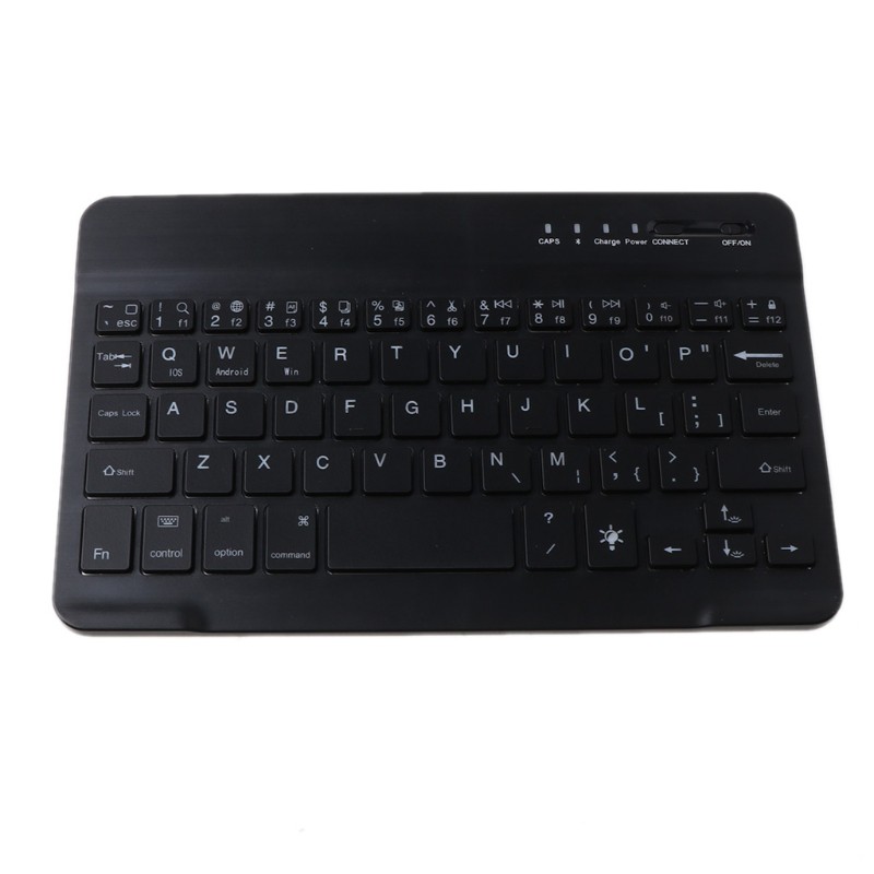 Kiki. 7.9" Wireless Ultra Slim Aluminum Russian Spanish Bluetooth Keyboard Chocolate Keycap Built-in Battery Rechargeable 7 Color Adjustable Backlight for PC Laptop Phone Tablets
