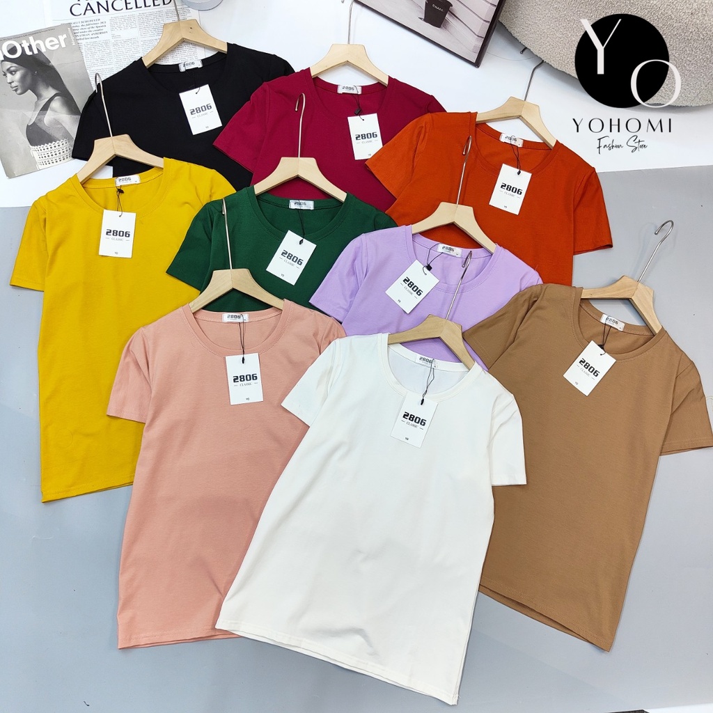 Áo thun trơn thun thái cổ tròn 2806 from vừa cổ tròn nhiều màu chất bao đẹp YOHOMI mã CTT60