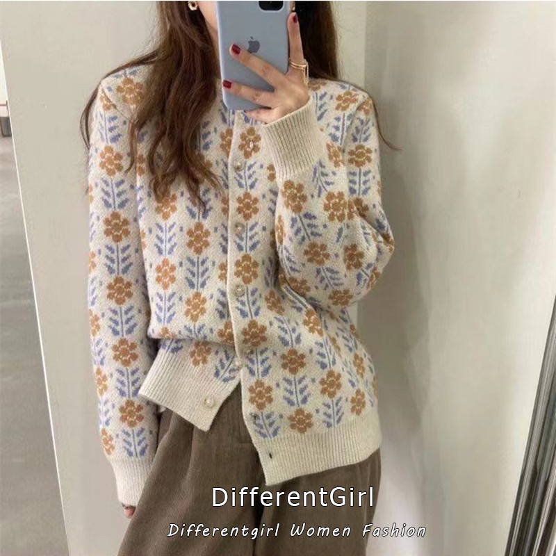 Áo khoác cardigan dệt kim tay dài dáng rộng phong cách thời trang Hàn Quốc cổ điển nữ tính thanh lịch  | WebRaoVat - webraovat.net.vn