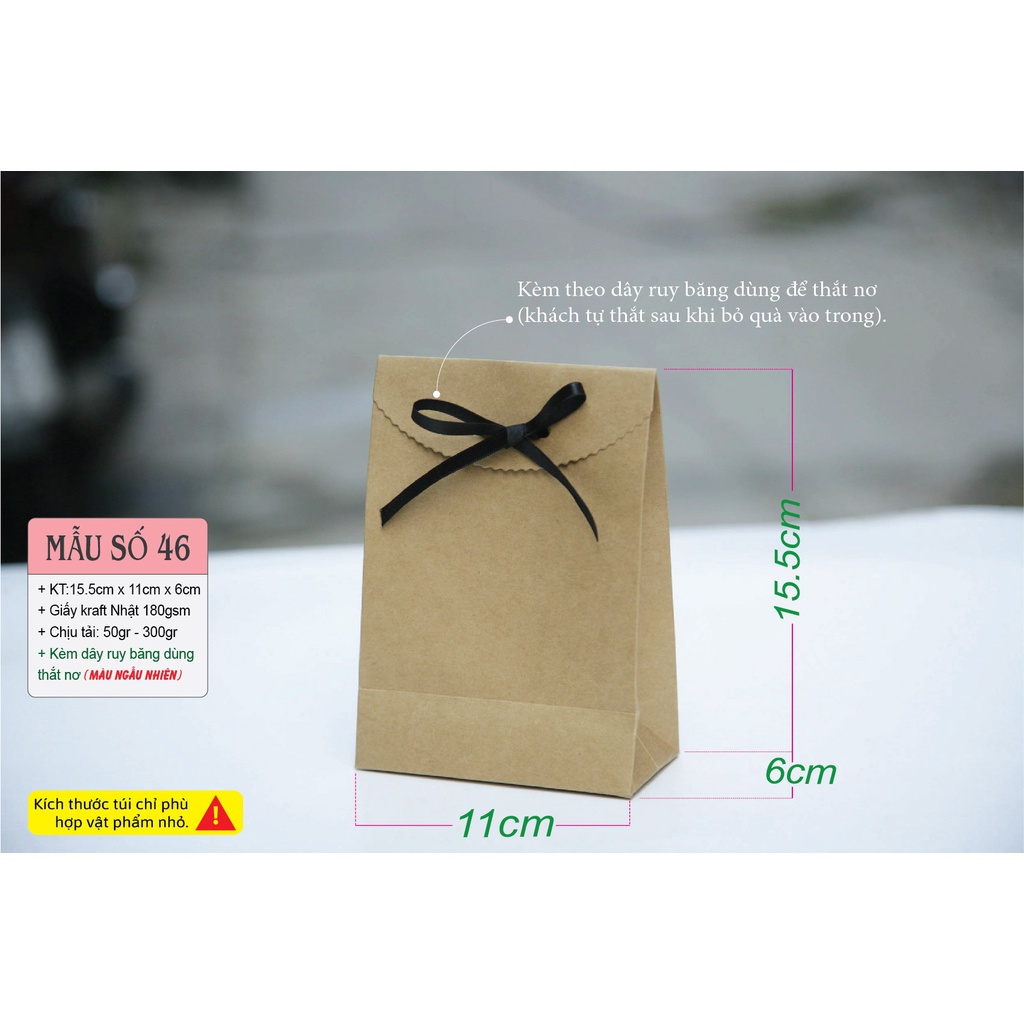 50 cái - Túi giấy kraft đựng quà tặng mini phụ kiện móc khóa son môi = Mẫu số 46