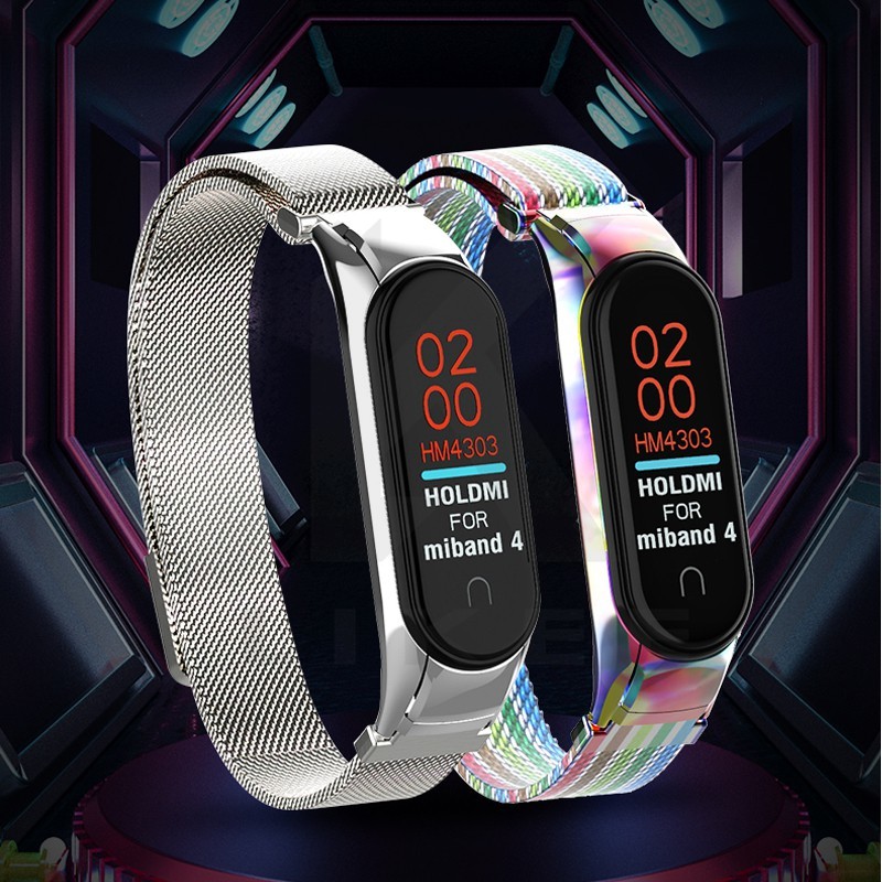 Mới đến Xiaomi Mi Band Milanese Stainless Steel 3/4/5 Tích hợp Dây đeo từ bằng thép không gỉ Kim loại Milanese Vòng đeo tay Vòng đeo tay