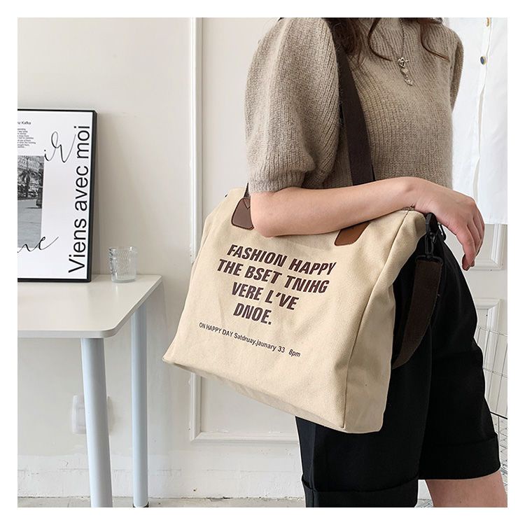 Túi Xách Canvas Cỡ Lớn Thiết Kế Đơn Giản Thời Trang Cho Nữ