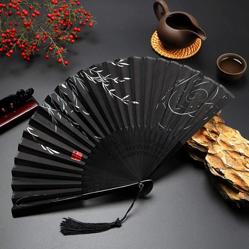 Quạt Xếp Vải Lụa In Hoa Kiểu Trung Hoa Dễ Thương Dùng Làm Đạo Cụ Chụp Ảnh