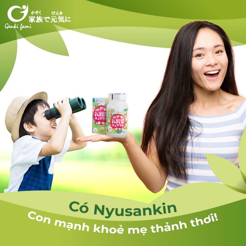 Combo 3 lọ KẸO LỢI KHUẨN NYUSANKIN CHUABURU men chống táo bón biếng ăn, hỗ trợ hệ tiêu hóa khỏe mạnh Genki Fami Nhật Bản