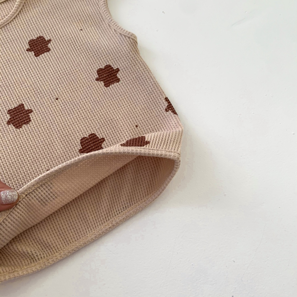 Bộ Áo Không Tay In Hình Gấu Dễ Thương Và Quần Ngắn Vải Cotton Cho Bé Trai Gái 1-5 Tuổi