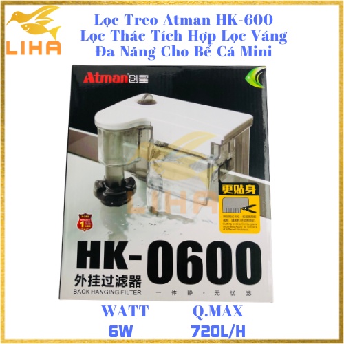 Lọc Treo Atman HK-600 (6W-720L/H) - Lọc Thác Tích Hợp Lọc Váng Đa Năng Cho Bể Cá Để Bàn