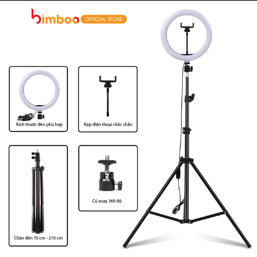 Đèn Livestream Chính Hãng Bimboo Cao Cấp Siêu Sáng Quay Video, Chụp Ảnh, Makeup