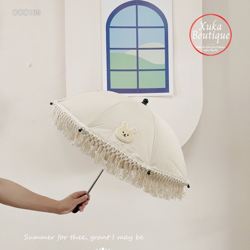 Ô Che Nắng Cầm Tay Viền Ren Cao Cấp Style Hàn Quốc Hình Gấu Thỏ Rất Xinh Cho Bé