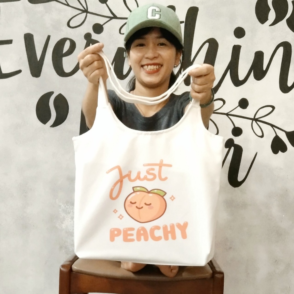 Túi tote, vải canvas 100% poli cao cấp, phong cách thời trang ulzzang, có khoá miệng xịn xò JUST PEACHY mã K23