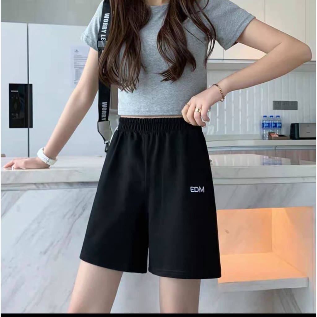 Quần short Unisex cạp chun EDM quần đùi nam nữ thể thao đi chơi chất thun mềm mát - VIETCEN