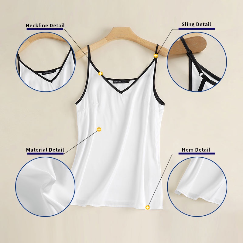 Áo hai dây ZANZEA cổ chữ V vải satin màu tương phản phong cách Hàn Quốc cho nữ