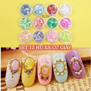 Set 12 hũ xà cừ giấy đắp gel ẩn phong cách Hàn Nhật