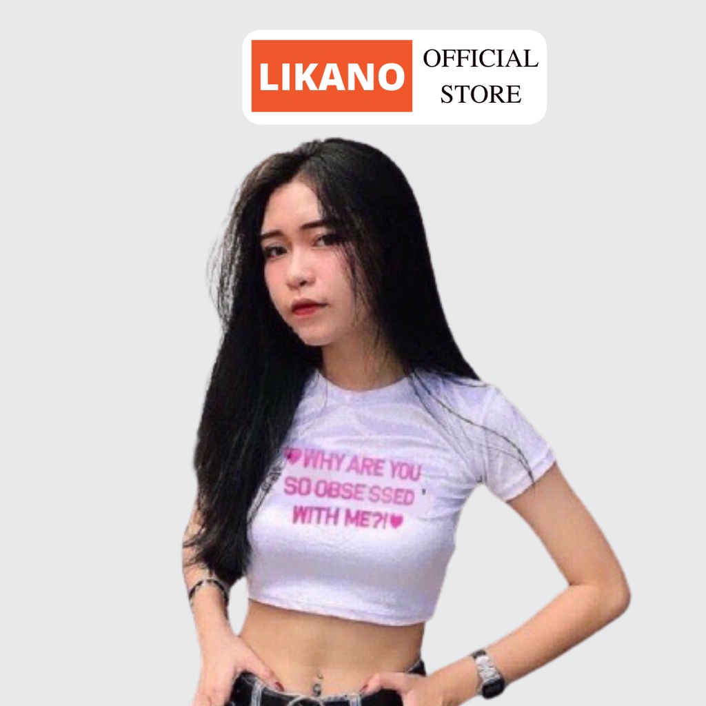 Áo croptop thun lạnh mềm mịn thêu chữ 5 màu LIKANO CRT16