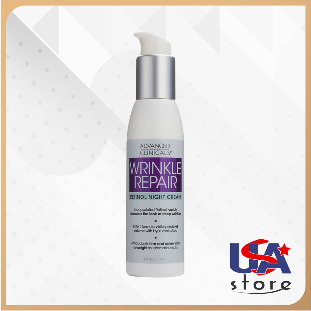 Kem dưỡng ban đêm Advanced Clinicals Wrinkle Repair Retinol 118ml