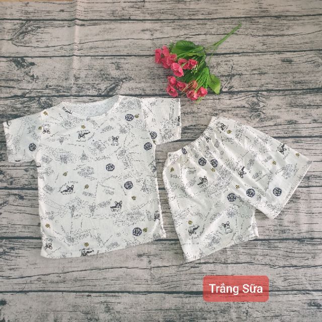 Bộ Cotton Sợi Tre Cho Bé 🌈Quần Áo Trẻ Em Mùa Hè M50 🌈Bộ Cộc Tay Cho Bé Cotton Giấy