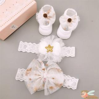 ♥AN☻-Newborn Baby Cute Cartoon Flower Design Cotton Socks With Hairband Photography Props Set