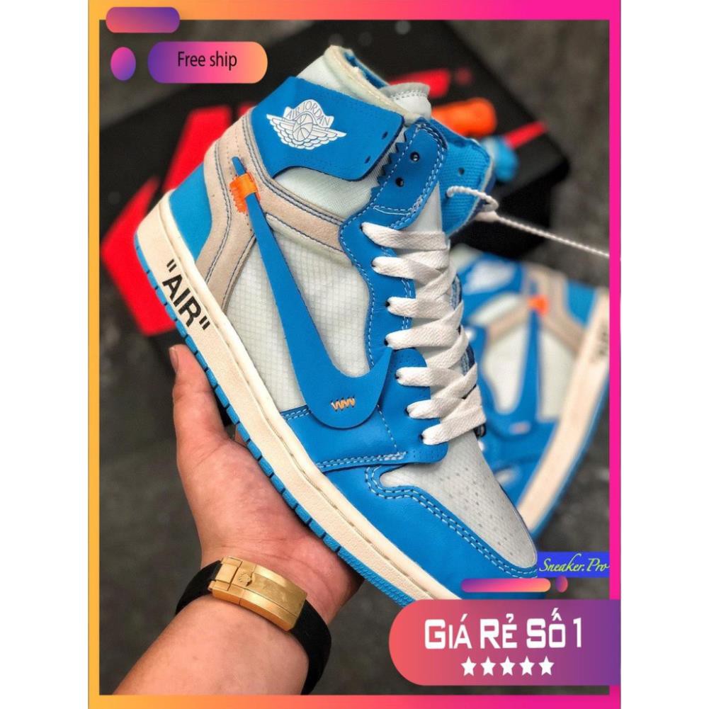 (FULL BOX + QUÀ TẶNG) Giày thể thao Air Jordan 1 Retro High Off-White University Blue cổ cao siêu đẹp cho nam và nữ