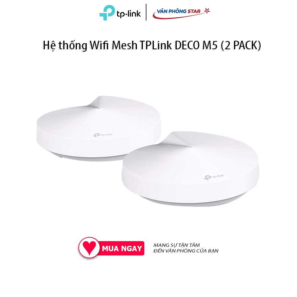 Hệ thống Wifi Mesh TPLink DECO M5 (2 PACK) Băng tần hỗ trợ 2.4 GHz / 5 GHz. Chuẩn kết nối: 802.11 a/b/g/n/ac.