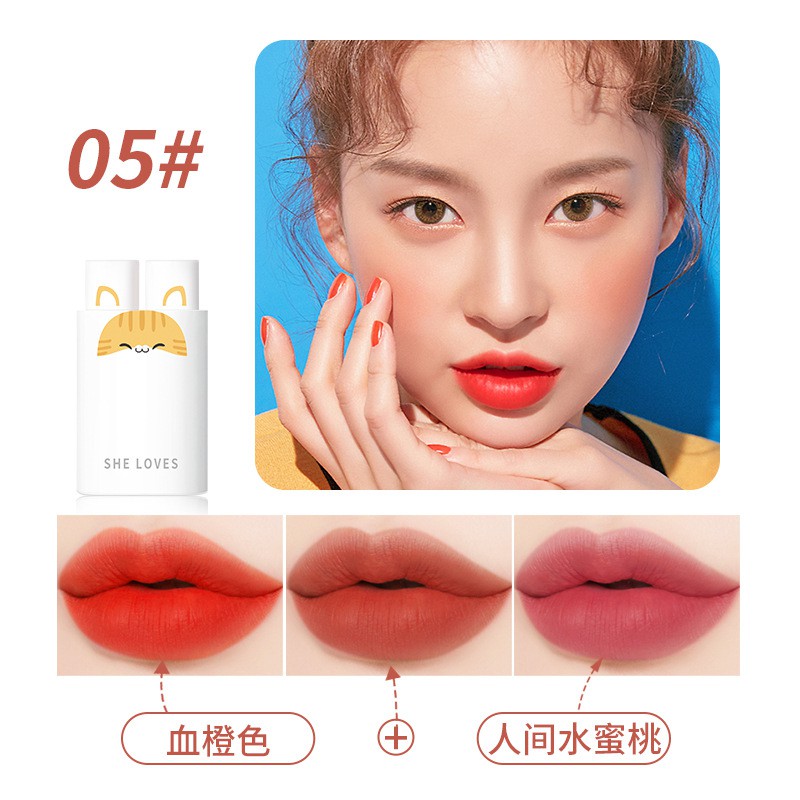 Set Son kem lì She Loves Dog and Cat Diary Matte Lipstick nội địa Trung mềm mịn môi mẫu mới nhất Somoholic SM17